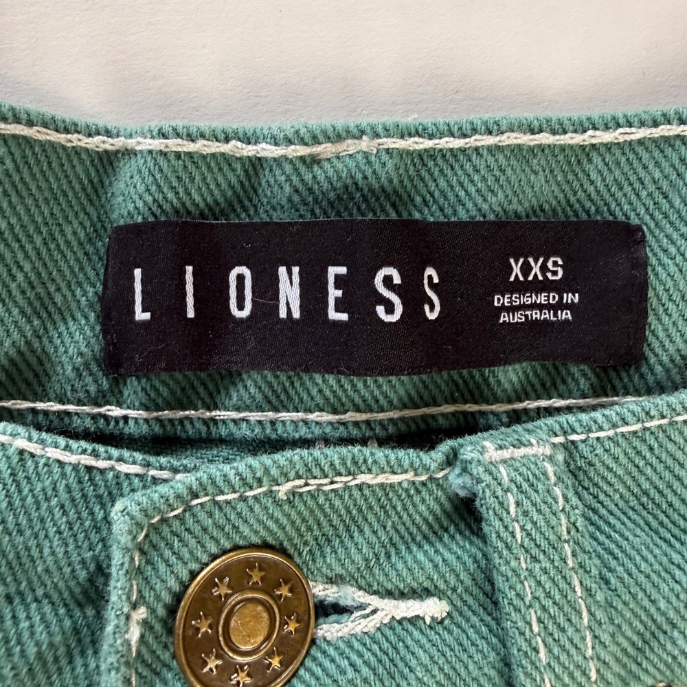 Lioness Miami Vice Green Contrast Stitch Cargo Barrel Leg Carpenter Pants XXS - Picture 6 of 12